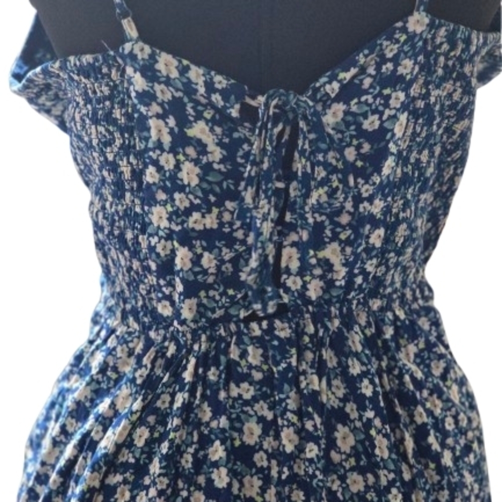 🌸 Xhilaration Blue Floral Sundress XXL | Smocked Back Tie | Summer Dress 🌸 image 3
